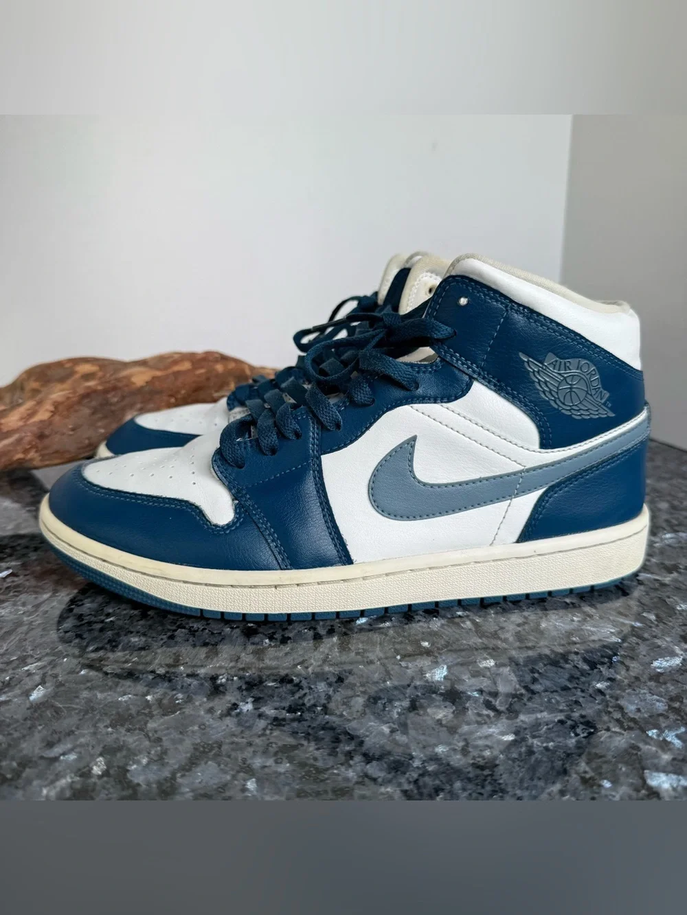 Nike Air Jordan 1 Mid Sneakers, Sky J French Blue White, BQ6472-414 W size 11